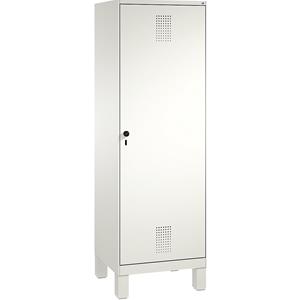 C+P EVOLO Garderobenschrank, Tür über 2 Abteile, mit Füßen, 2 Abteile, 1 Tür, Abteilbreite 300 mm, verkehrsweiß / verkehrsweiß