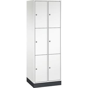 C+P INTRO Stahl-Schließfachschrank, Fachhöhe 580 mm, BxT 620 x 500 mm, 6 Fächer, Korpus reinweiß, Türen reinweiß