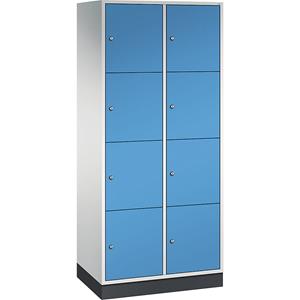 C+P INTRO Stahl-Schließfachschrank, Fachhöhe 435 mm, BxT 820 x 500 mm, 8 Fächer, Korpus lichtgrau, Türen lichtblau