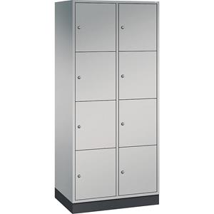 C+P INTRO Stahl-Schließfachschrank, Fachhöhe 435 mm, BxT 820 x 500 mm, 8 Fächer, Korpus weißaluminium, Türen weißaluminium