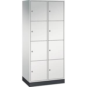 C+P INTRO Stahl-Schließfachschrank, Fachhöhe 435 mm, BxT 820 x 500 mm, 8 Fächer, Korpus lichtgrau, Türen lichtgrau