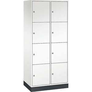 C+P INTRO Stahl-Schließfachschrank, Fachhöhe 435 mm, BxT 820 x 500 mm, 8 Fächer, Korpus reinweiß, Türen reinweiß