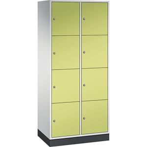 C+P INTRO Stahl-Schließfachschrank, Fachhöhe 435 mm, BxT 820 x 500 mm, 8 Fächer, Korpus lichtgrau, Türen viridingrün