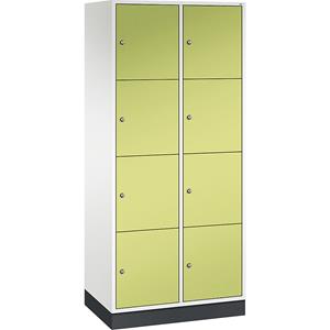 C+P INTRO Stahl-Schließfachschrank, Fachhöhe 435 mm, BxT 820 x 500 mm, 8 Fächer, Korpus reinweiß, Türen viridingrün