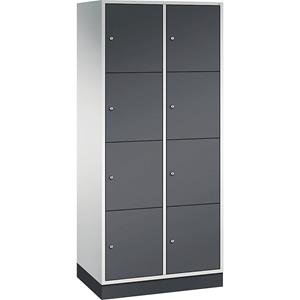 C+P INTRO Stahl-Schließfachschrank, Fachhöhe 435 mm, BxT 820 x 500 mm, 8 Fächer, Korpus lichtgrau, Türen schwarzgrau