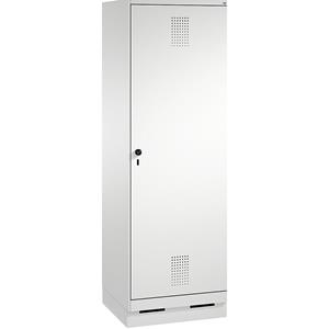C+P EVOLO Garderobenschrank, Tür über 2 Abteile, mit Sockel, 2 Abteile, 1 Tür, Abteilbreite 300 mm, lichtgrau