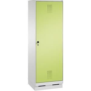 C+P EVOLO Garderobenschrank, Tür über 2 Abteile, mit Sockel, 2 Abteile, 1 Tür, Abteilbreite 300 mm, lichtgrau / viridingrün