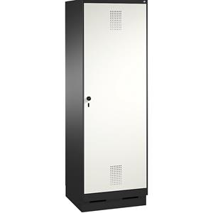 C+P EVOLO Garderobenschrank, Tür über 2 Abteile, mit Sockel, 2 Abteile, 1 Tür, Abteilbreite 300 mm, schwarzgrau / verkehrsweiß