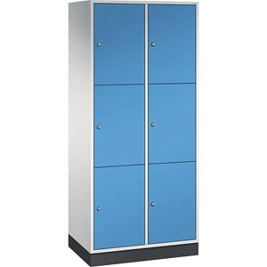 C+P INTRO Stahl-Schließfachschrank, Fachhöhe 580 mm, BxT 820 x 500 mm, 6 Fächer, Korpus lichtgrau, Türen lichtblau