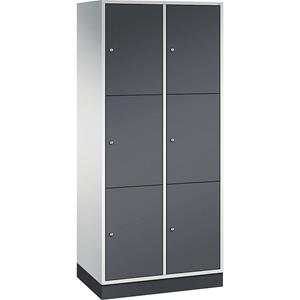 C+P INTRO stalen lockerkast, vakhoogte 580 mm, b x d = 820 x 500 mm, 6 vakken, kastframe lichtgrijs, deuren zwartgrijs