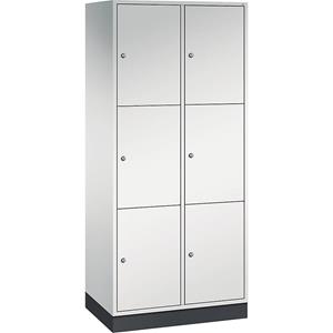 C+P INTRO Stahl-Schließfachschrank, Fachhöhe 580 mm, BxT 820 x 500 mm, 6 Fächer, Korpus lichtgrau, Türen lichtgrau