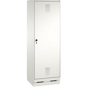 C+P EVOLO Garderobenschrank, Tür über 2 Abteile, mit Sockel, 2 Abteile, 1 Tür, Abteilbreite 300 mm, verkehrsweiß / verkehrsweiß