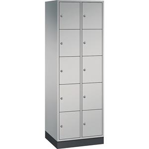 C+P INTRO Stahl-Schließfachschrank, Fachhöhe 345 mm, BxT 620 x 500 mm, 10 Fächer, Korpus weißaluminium, Türen weißaluminium