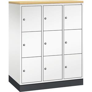 C+P INTRO Stahl-Schließfachschrank, Fachhöhe 345 mm, BxT 920 x 500 mm, 9 Fächer, Korpus reinweiß, Türen reinweiß