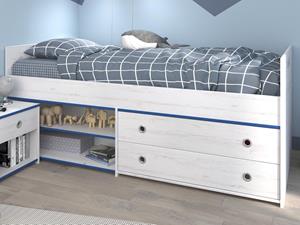 Mobistoxx Bed SMOOKIE 90x200 cm witte pijnboom/blauw
