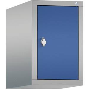 C+P Opzetkast CLASSIC, 1 afdeling, afdelingsbreedte 300 mm, blank aluminiumkleurig / gentiaanblauw