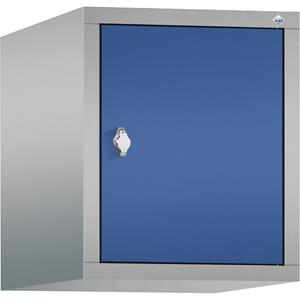 C+P Opzetkast CLASSIC, 1 afdeling, afdelingsbreedte 400 mm, blank aluminiumkleurig / gentiaanblauw
