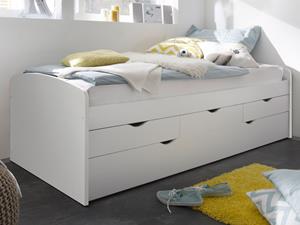 Mobistoxx Bed TESSA 90x200 cm met lades en bedlade wit