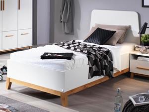 Mobistoxx Bed CARLINO 90x200 cm wit/eik massief