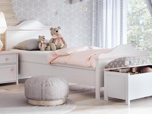 Mobistoxx Bed LUCIA 90x200 cm wit/roze zonder lade