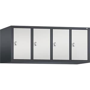 C+P CLASSIC Aufsatzschrank, 4 Abteile, Abteilbreite 300 mm, schwarzgrau / lichtgrau