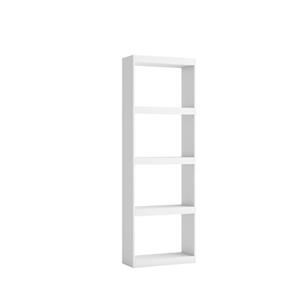 skrauthome Totem Bücherregal mit 5 Ebenen - Leiterregal - Standregal - für Wohnzimmer - Esszimmer - Homeoffice - Moderner Stil - Farbe Mattweiß 181 x 60 x 25 cm