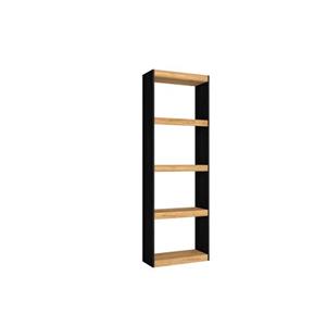 Skraut Home  Library Shelf, Totem -model, 60x25x181cm, Eik En Zwart, Noordse Stijl