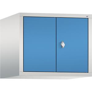 C+P CLASSIC Aufsatzschrank, zueinander schlagende Türen, 2 Abteile, Abteilbreite 300 mm, lichtgrau / lichtblau