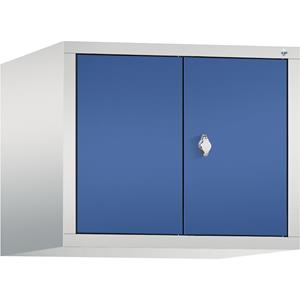 C+P Opzetkast CLASSIC, naar elkaar toe zwenkende deuren, 2 afdelingen, afdelingsbreedte 300 mm, lichtgrijs/gentiaanblauw