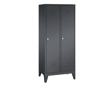 C+P CLASSIC Garderobenschrank mit Füßen, 2 Abteile, Abteilbreite 400 mm, schwarzgrau