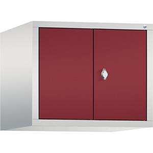 C+P CLASSIC Aufsatzschrank, zueinander schlagende Türen, 2 Abteile, Abteilbreite 300 mm, lichtgrau / rubinrot