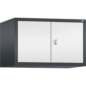 C+P CLASSIC Aufsatzschrank, zueinander schlagende Türen, 2 Abteile, Abteilbreite 400 mm, schwarzgrau / verkehrsweiß