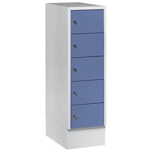 Wolf Kleingefachschrank, 5 Fächer, HxB 990 x 300 mm, Türfarbe Taubenblau RAL 5014