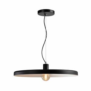 QUVIO Hanglamp modern - Dun design - Zwart met witte binnenkant - Diameter 60 cm