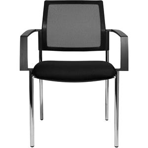 Topstar Mesh stapelstoel, 4 stoelpoten, VE = 2 stuks, zitting zwart, frame chroom