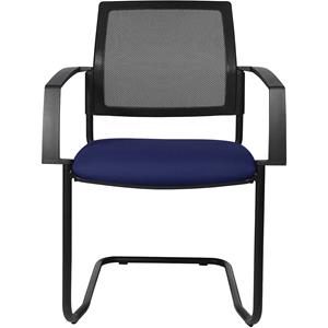 Topstar Mesh stapelstoel, sledestoel, VE = 2 stuks, zitting blauw, frame zwart