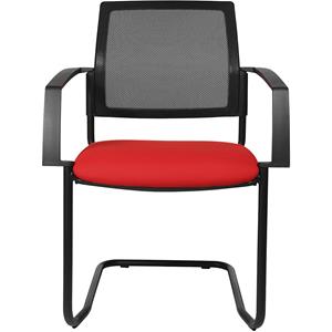 Topstar Mesh stapelstoel, sledestoel, VE = 2 stuks, zitting rood, frame zwart
