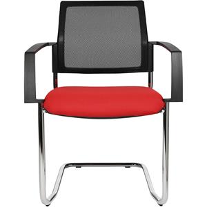 Topstar Mesh stapelstoel, sledestoel, VE = 2 stuks, zitting rood, frame chroom