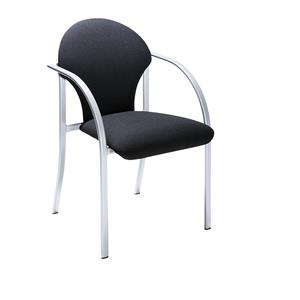 Gestoffeerde stapelstoel, zitting h x b x d = 470 x 450 x 490 mm, kleur bekleding zwart, VE = 2 stuks