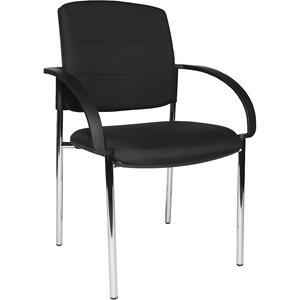 Eurokraft pro Bezoekersstoelen, VE = 2 stuks, gestoffeerde rugleuning, zwart, zitting zwart