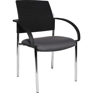 Eurokraft pro Bezoekersstoelen, VE = 2 stuks, rugleuning met net bespannen, zwart, zitting antraciet
