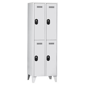 Wolf Garderobenschrank, Fachhöhe 820 mm, HxBxT 1850 x 600 x 500 mm, Abteilbreite 300 mm, Korpus- / Türfarbe Lichtgrau / Lichtgrau