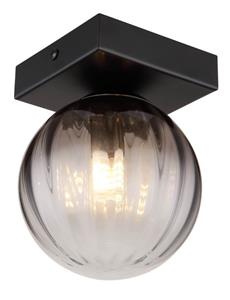 Globo Plafondlamp Dallerta zwart met smoke glas 15216-1