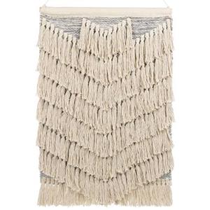 Beliani - Wandbehang Beige von Hand gewebte Baumwolle mit Quasten Wanddekor zum Aufhängen Dekoration Boho Stil Wohnzimmer Schlafzimmer - Beige