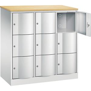 C+P RESISTO lockerkast, h x b x d = 1255 x 1150 x 540, 9 vakken, lichtgrijs RAL 7035 / lichtgrijs RAL 7035