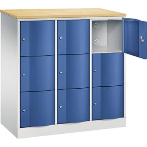 C+P RESISTO lockerkast, h x b x d = 1255 x 1150 x 540, 9 vakken, lichtgrijs RAL 7035 / gentiaanblauw RAL 5010