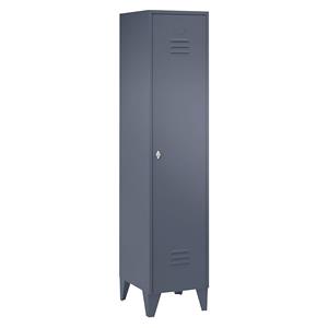 Wolf Stalen locker met kastpoten, compartimenten kasthoog, massieve deuren, compartimentbreedte 400 mm, 1 compartiment, blauwgrijs