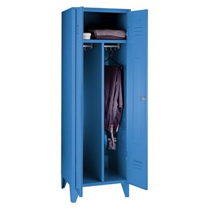 Wolf Stalen locker met kastpoten, compartimenten kasthoog, massieve deuren, compartimentbreedte 600 mm, 1 compartiment, lichtblauw