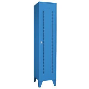Wolf Stalen locker met kastpoten, compartimenten kasthoog, deuren van perforatieplaat, compartimentbreedte 400 mm, 1 compartiment, lichtblauw
