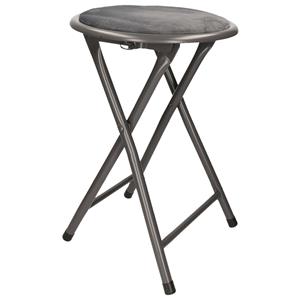 Excellent Houseware Bijzet krukje/stoel - Opvouwbaar - grijs - D30 x H45 cm -